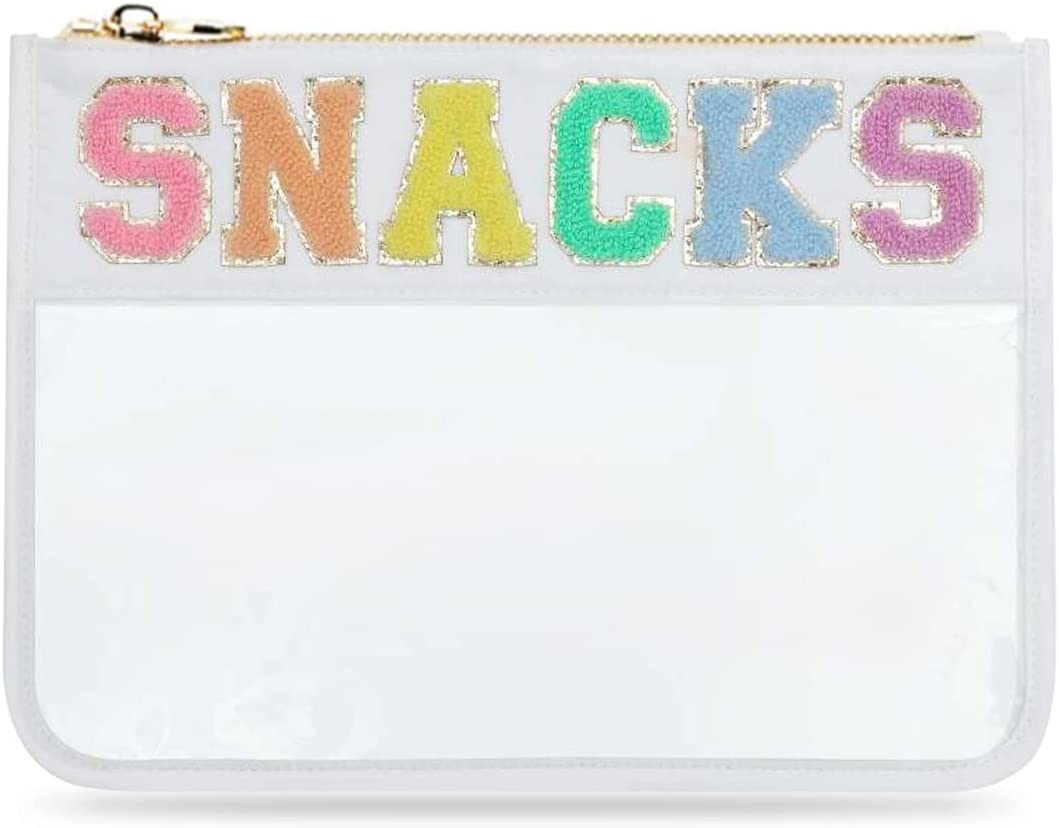 SNACKS Clear Zipper Pouch-White