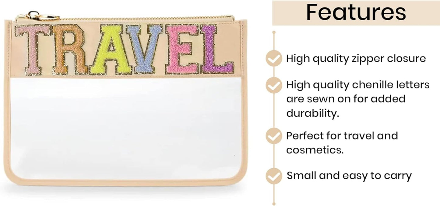 TRAVEL Clear Zipper Pouch-Nude