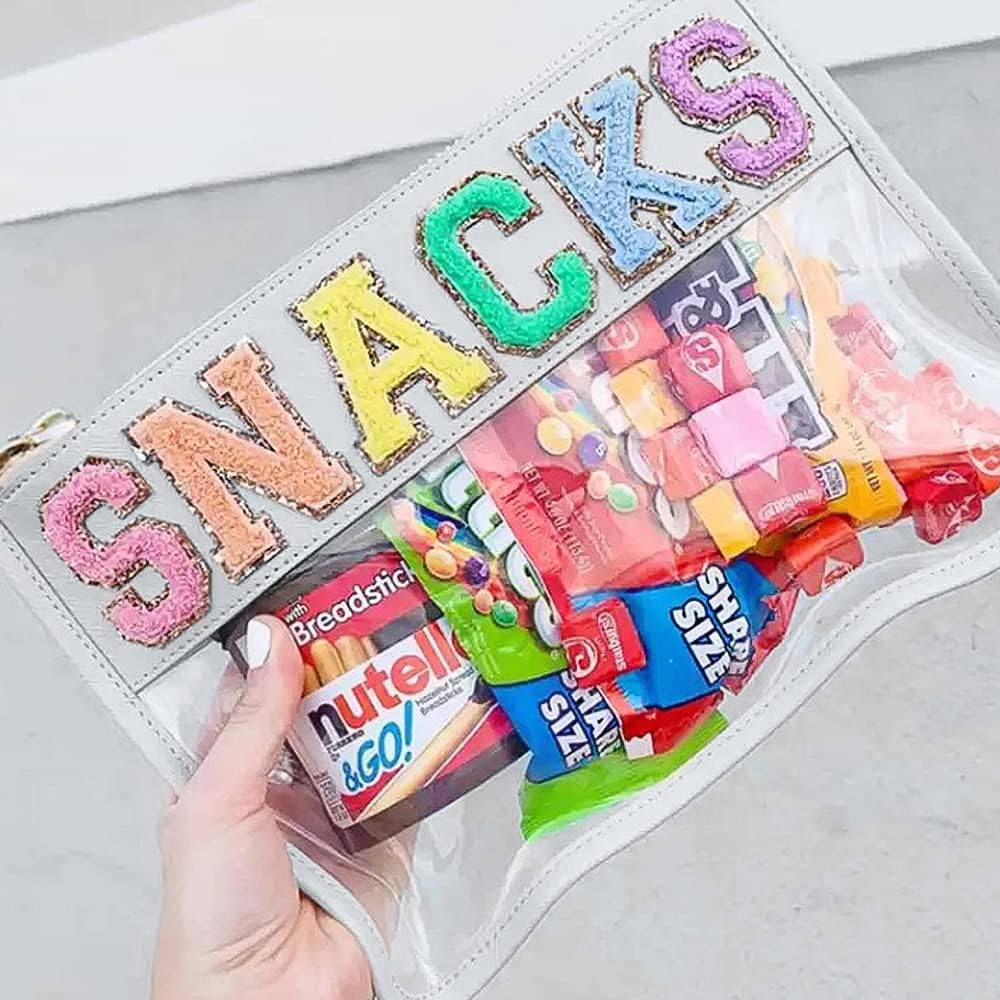 SNACKS Clear Zipper Pouch-White