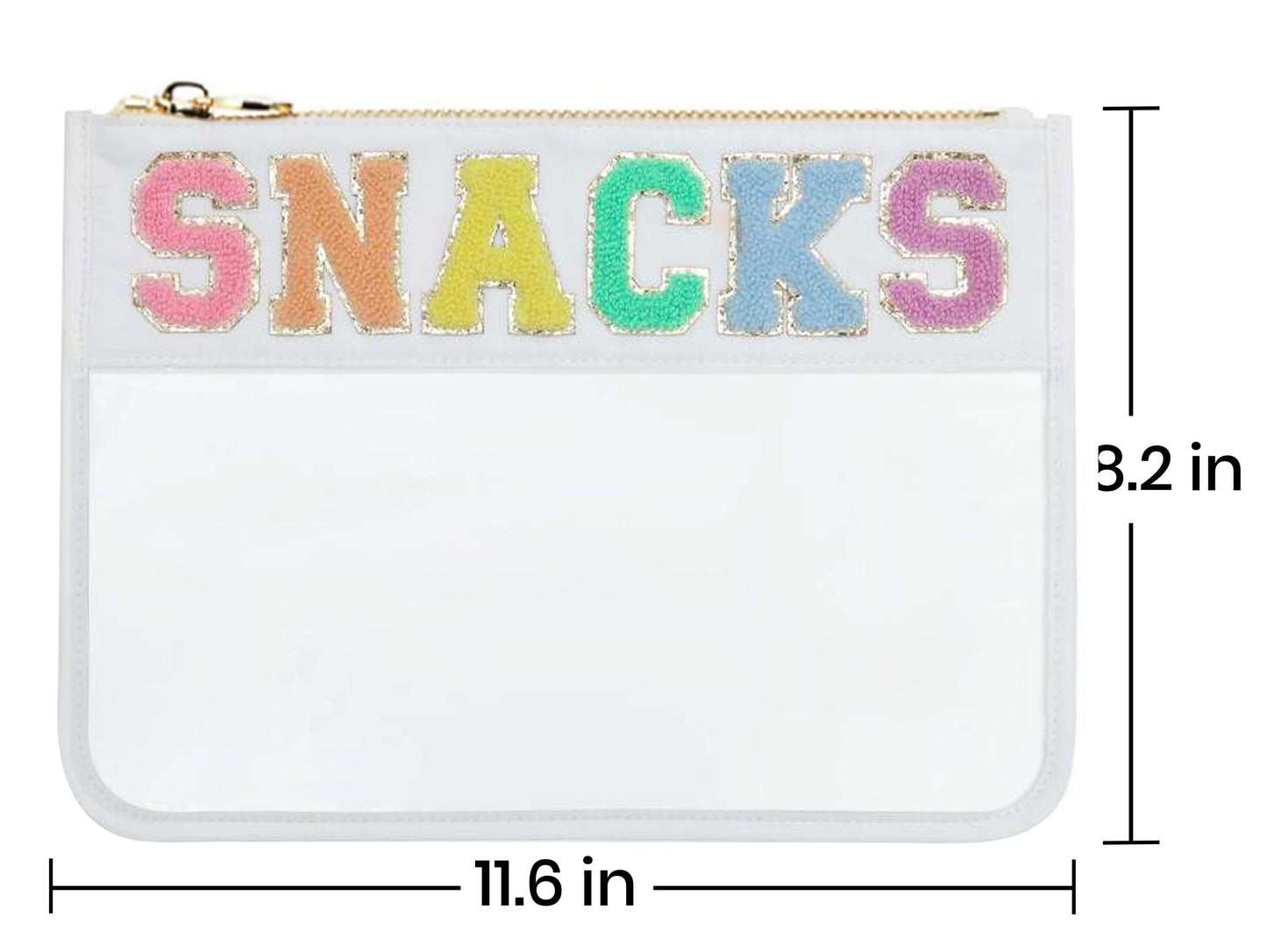 SNACKS Clear Zipper Pouch-White