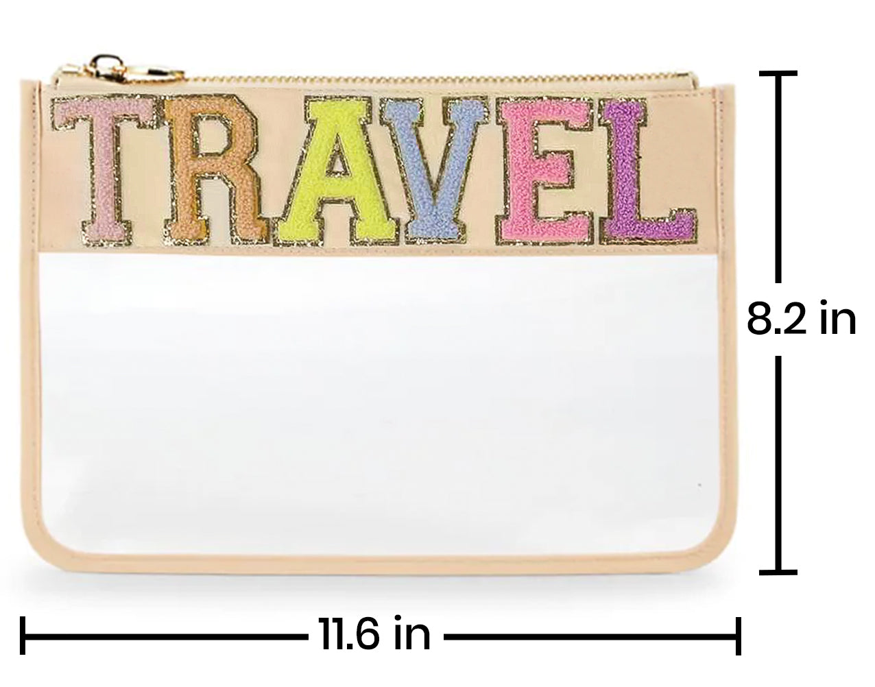 TRAVEL Clear Zipper Pouch-Nude