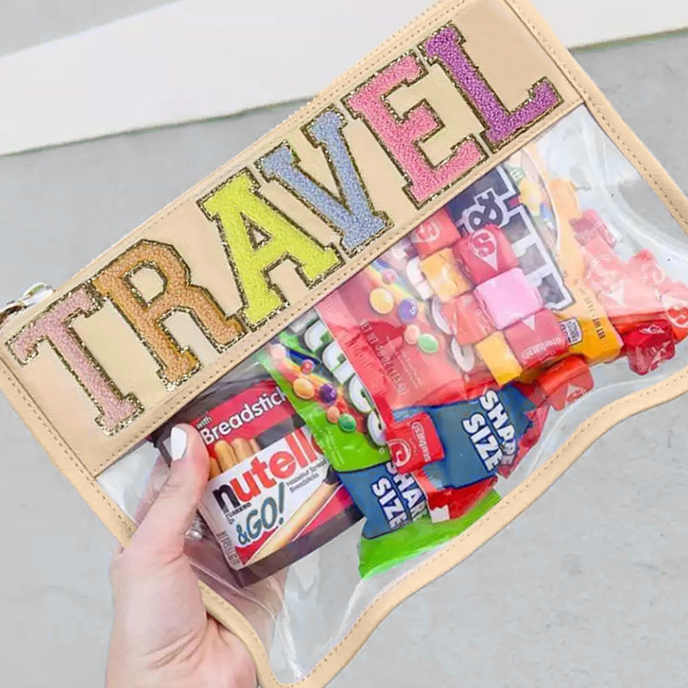 TRAVEL Clear Zipper Pouch-Nude