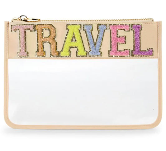 TRAVEL Clear Zipper Pouch-Nude